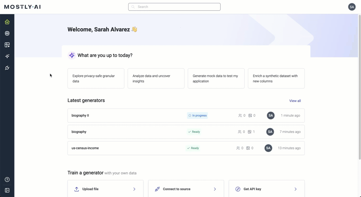 MOSTLY AI - Redesigned navigation