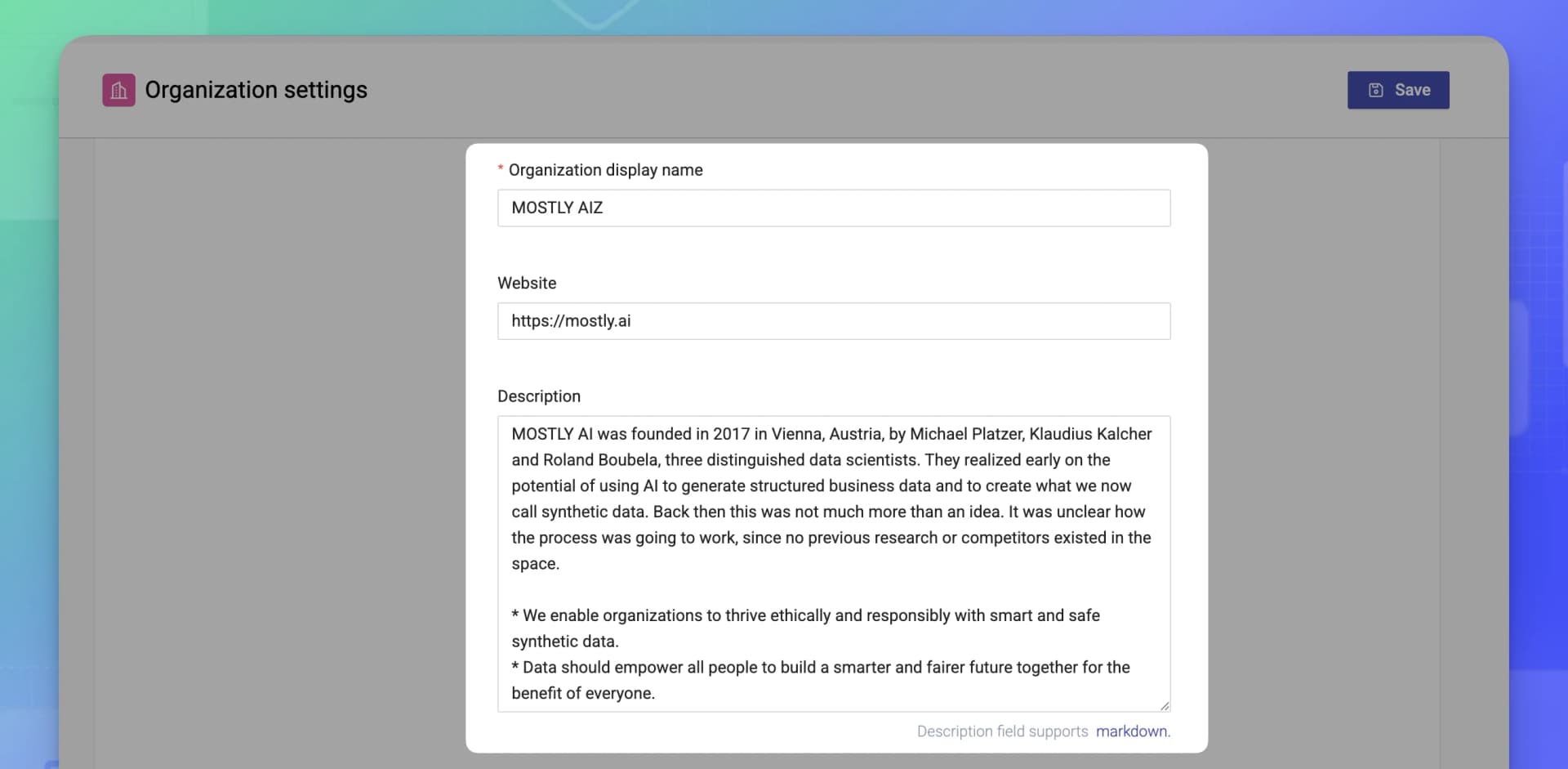 Edit organization settings - 02 - Organization profile